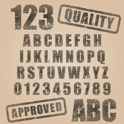 Grunge styles alphabets with numbers vector.rar styles numbers grunge alphabets   