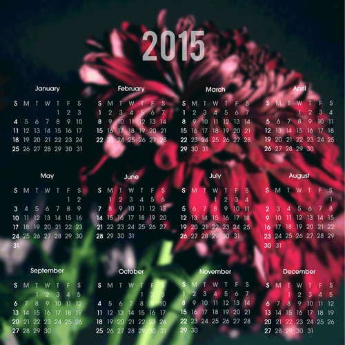 2015 calendar with blurred flower background vector flower calendar blurred background vector background 2015   