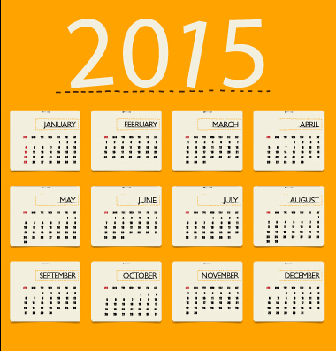 Yellowness style calendar 2015 vector 01 Yellowness calendar 2015   