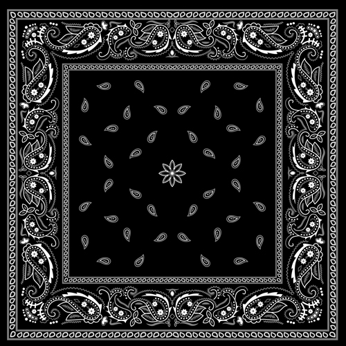 Black with white bandana patterns design vector 02 white patterns pattern black bandana   