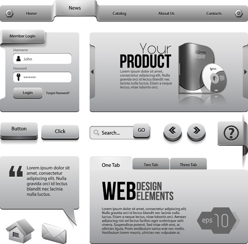 Vector metal style website template material website template metal style material   