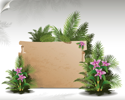Tropical plants with billboard vector design 02 tropical plants plant billboard   