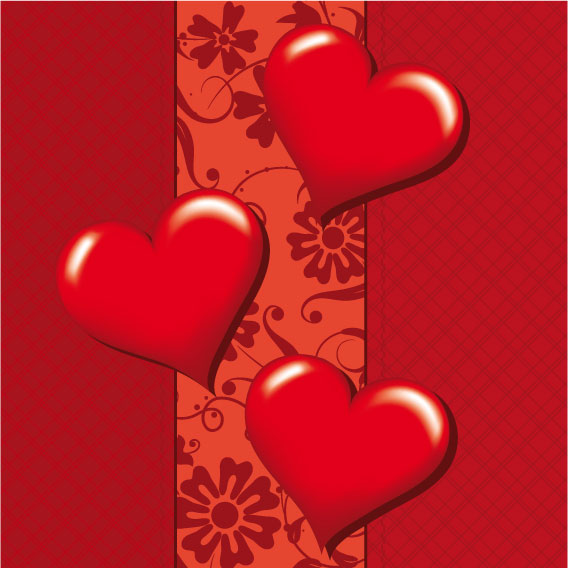 Romantic Heart Greeting Cards background vector set 02 romantic heart greeting cards card   