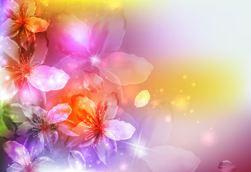 Fantasy flowers shiny vector background 02 Vector Background flowers flower Fantasy flower fantasy background   