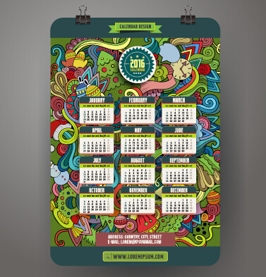 2016 Calendar with ornaments pattern vector 08 pattern ornaments calendar 2016   