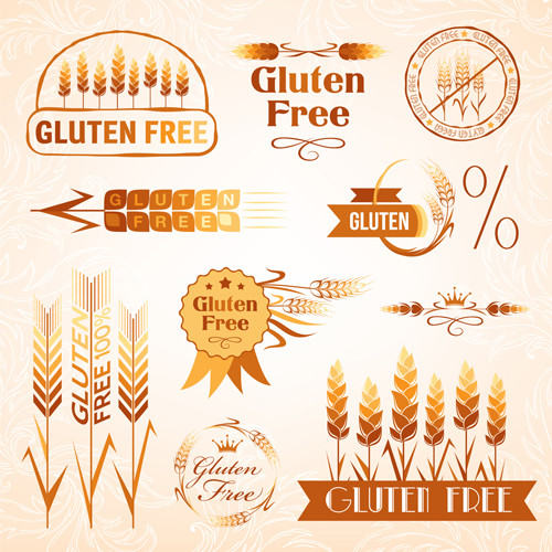 Gluten free logos with labels vector 03 logos labels Gluten free   