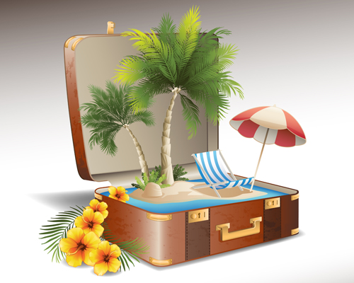 Travel elements and suitcase creative background set 03 travel suitcase elements element Creative background background   