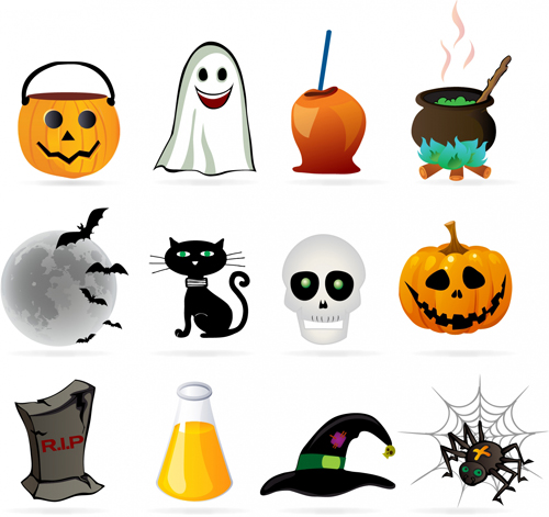 Halloween ornament icons vector material 02 ornament material icons halloween   