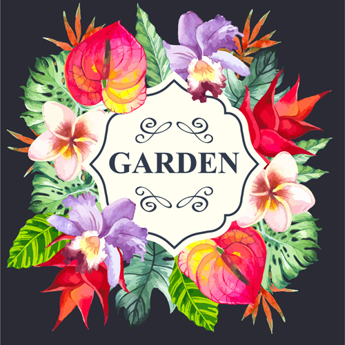 Garden flower frame design art vector 03 garden frame flower   