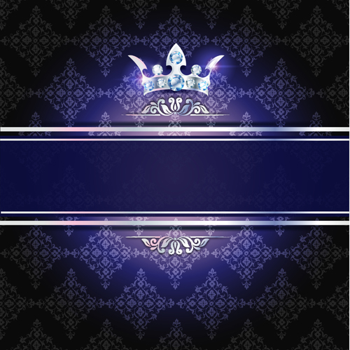 Diamond crown with dark blue VIP invitation card vector 09 vip invitation diamond dark crown card blue   