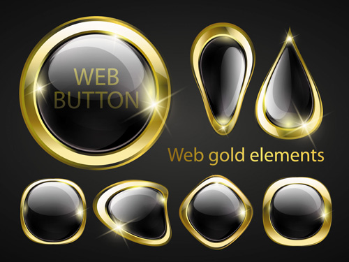 golden glow Web Buttons elements vector 01 web button web golden glow elements element buttons button   