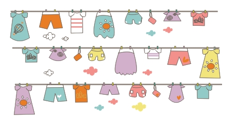 Cute hand drawn hang the clothes vector background Vector Background hang hand-draw hand drawn clothes background   