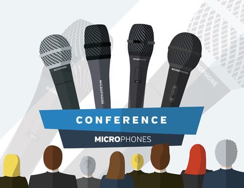 Conference microphones business template vector 01 template microphone conference business   