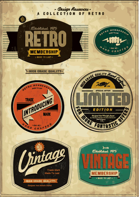 Set of Vintage commerce labels Stickers 01 vintage stickers sticker labels label commerce   