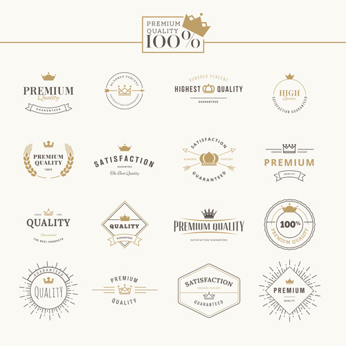 Crowns labels retro style vector 01 Retro style labels crown   