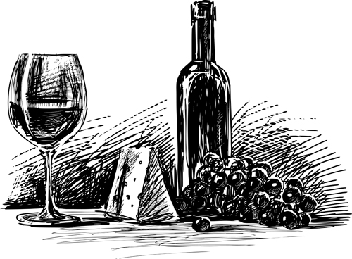 Drawing Wine Black style vector 04 wine drawing draw black   