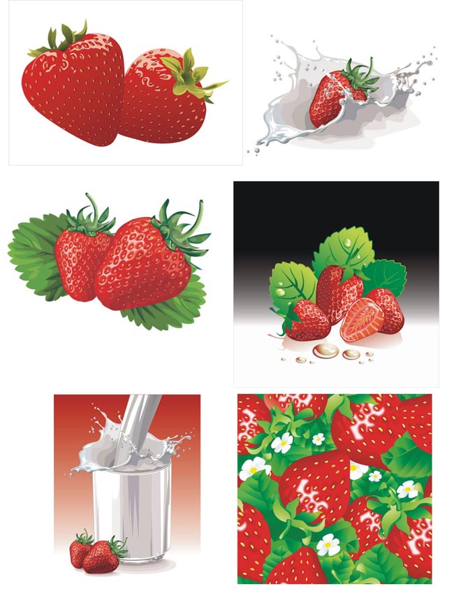 The milk and strawberry vector material vector strawberry milk vector strawberry milk dynamic milk flower   