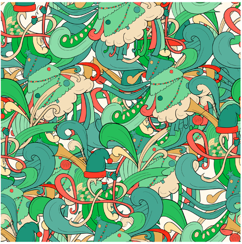 Christmas elements with doodle seamless pattern vector 04 seamless pattern elements doodle christmas   