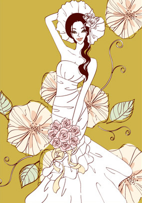 Sweet wedding set 91 vector sweet marriage vector South Korean material roses marriage flowers bride   