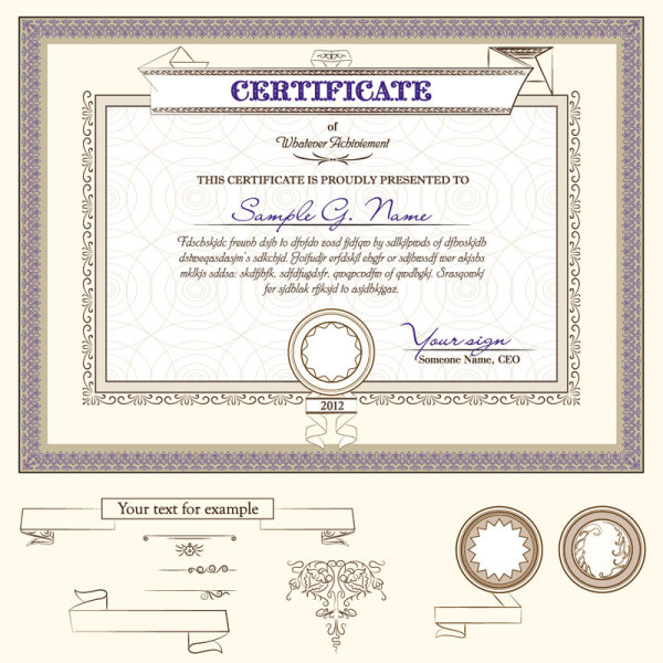 Certificate template and Decoration Borders design vector 04 decoration certificate template certificate borders   