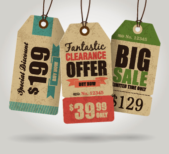 Vector Vintage Price tag set 05 vintage tag price   