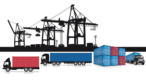 Container shipping design vector set 01 shipping container   