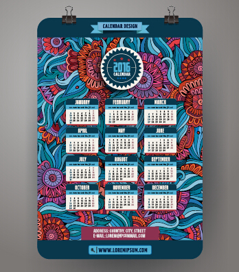 2016 Calendar with ornaments pattern vector 11 pattern ornaments calendar 2016   