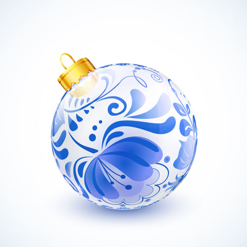 Blue floral christmas ball creative vector 02 floral Christmas ball christmas blue ball   