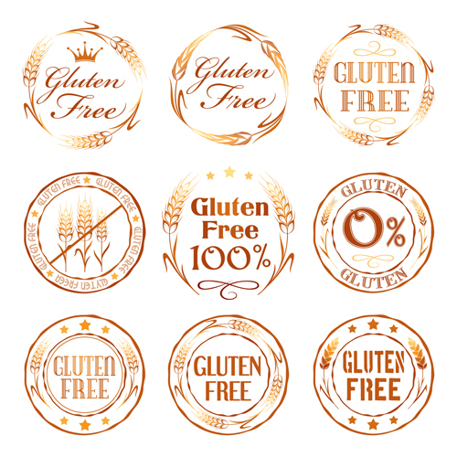 Gluten free logos with labels vector 05 logos labels Gluten free   