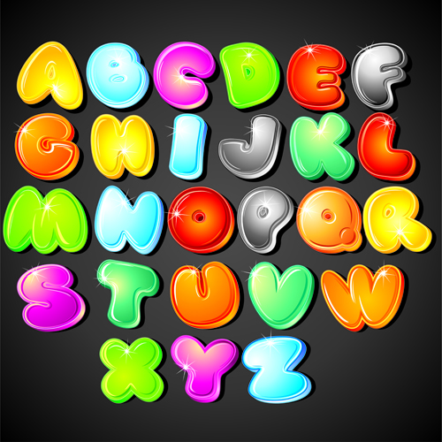 Cute Colorful alphabet vector set 01 cute colorful alphabet   