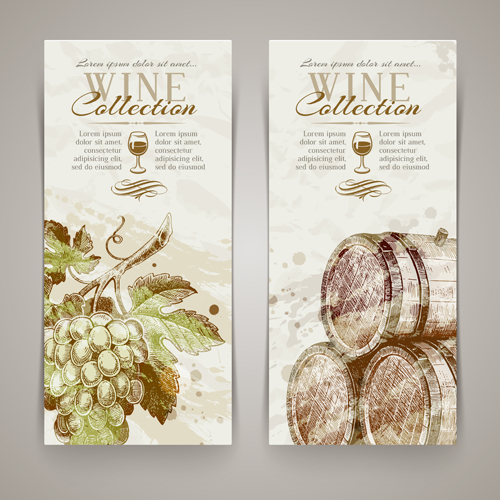 Retro grapes banner design vector 05 Retro font grapes grape banner   