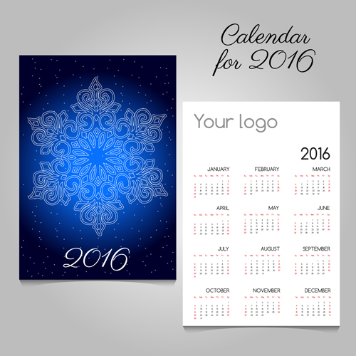 2016 calendars with christmas cards vector set 02 christmas cards calendars 2016   
