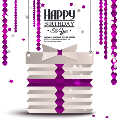 Purple origami birthday card vector purple origami card vector card birthday   