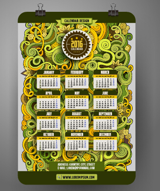 2016 Calendar with ornaments pattern vector 16 pattern ornaments calendar 2016   