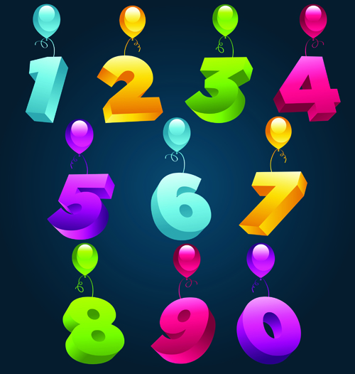 Balloons alphabet and numbers design vector 01 numbers number balloon alphabet   
