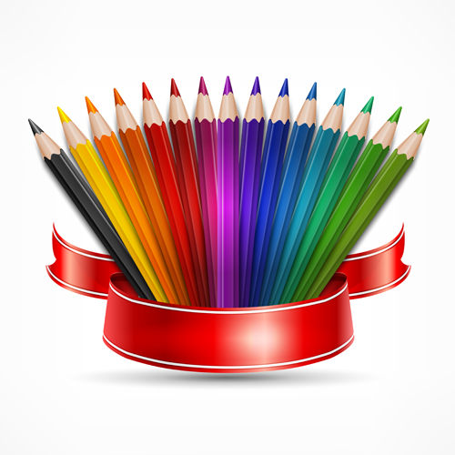 Colored pencils vector background set 01 Vector Background pencils pencil colored background   