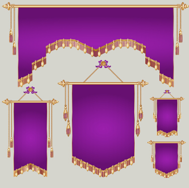 Colored royal pennants design vector 02 royal pennants colored   