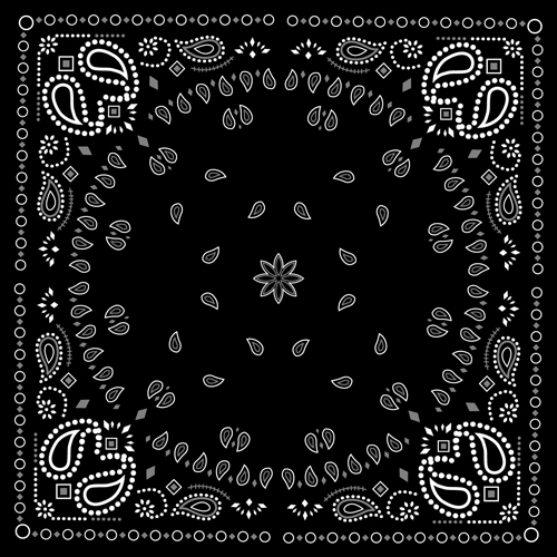 Black with white bandana patterns design vector 01 white patterns black bandana   