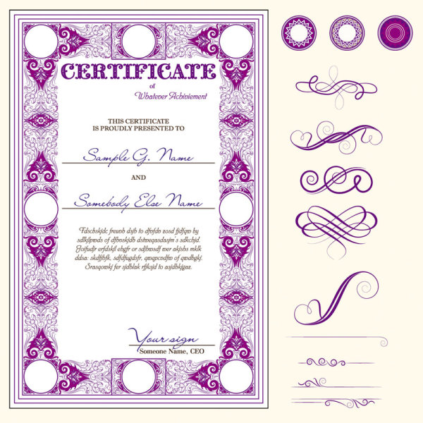 Certificate template and Decoration Borders design vector 05 decoration certificate template certificate borders   