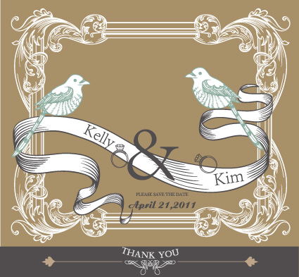 Set of wedding card design elements vector 05 wedding card wedding elements card   