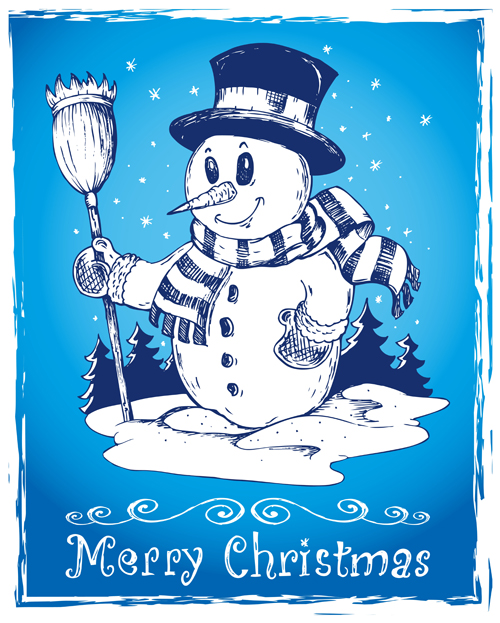 Cute Xmas Snowman design elements vector set 02 xmas snowman elements element cute   