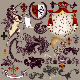 Vintage Heraldry design elements vector set 02 vintage heraldry elements element design elements   