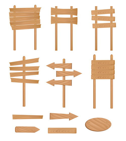 Set of Wooden signs and Indicator board vector graphics 04 wooden wood signs sign indicator board   