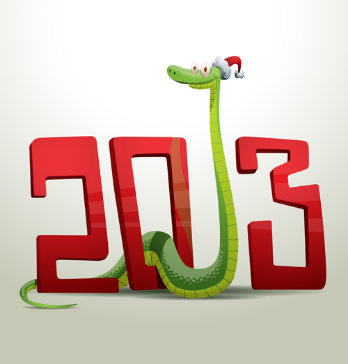 New Year snake 2013 design vector set 04 snake new year 2013   