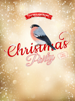 Christmas party poster and bird vector poster party christmas bird   