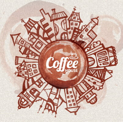 Travel and coffee elements vector background graphics travel Coffee elements coffee background   