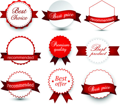Red ribbon with commodity labels vectors 02 ribbon labels commodity   