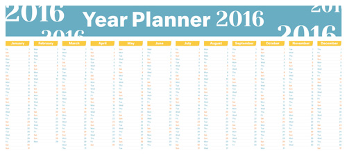 Annual planner 2016 calendar vectors 05 planner calendar Annual 2016   