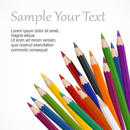 Colored pencils vector background set 03 Vector Background pencils pencil background   