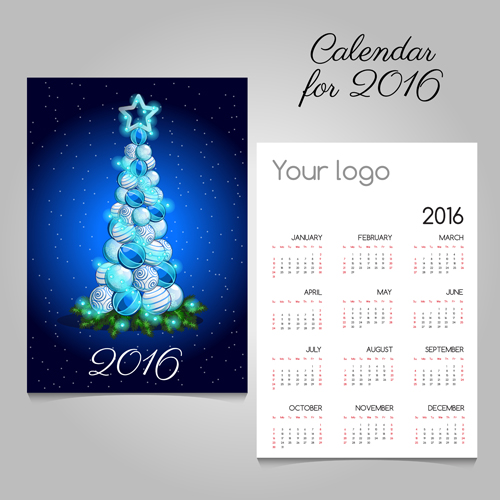 2016 calendars with christmas cards vector set 03 christmas cards calendars 2016   